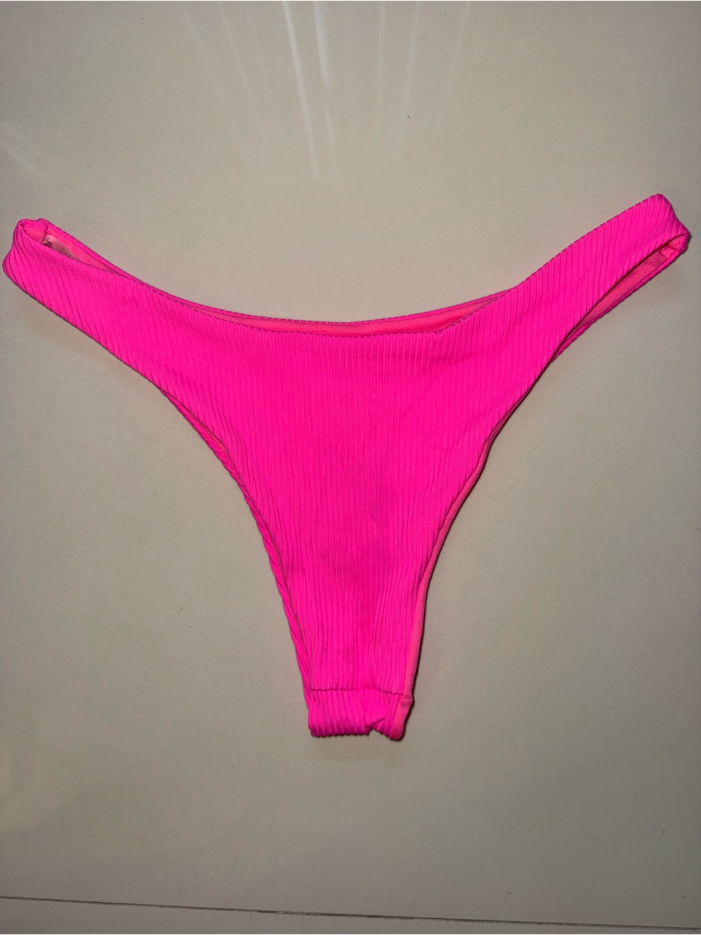 Hot Pink Ribbed Bikini Bottom